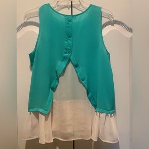 NWOT Turquoise top with ruffles